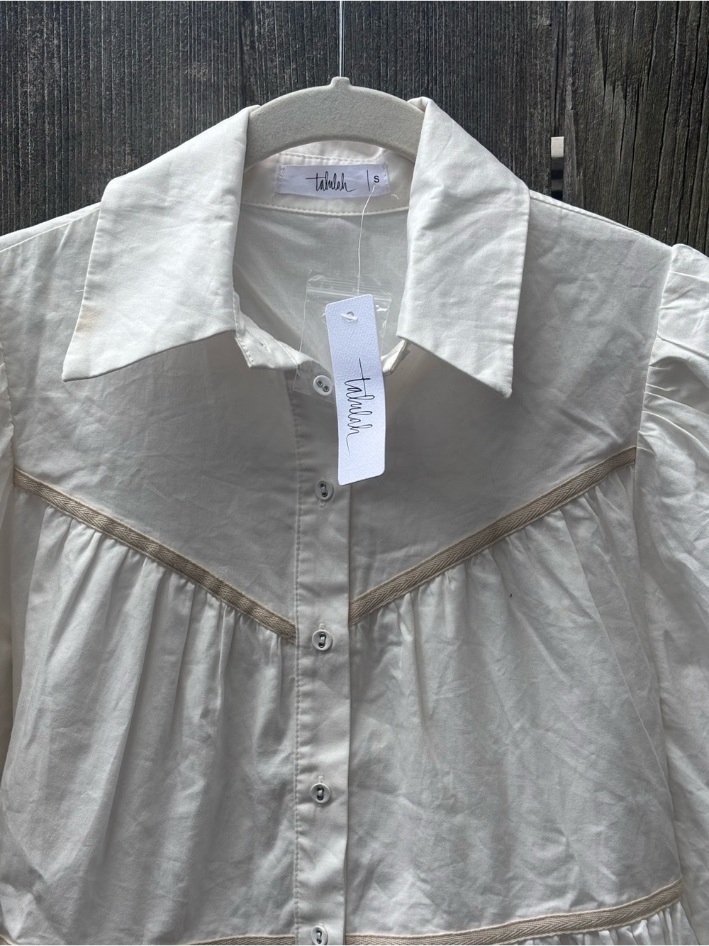 TALULAH Cream Tiered Mini Dress with Puff Sleeves - Picture 3 of 11